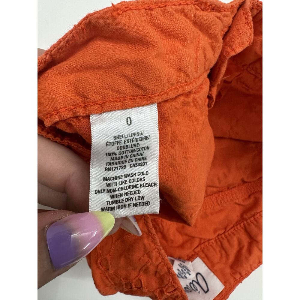 Aeropostale Womens Shorts Size 0 Orange Floral Eyelet Lace - Picture 5 of 9
